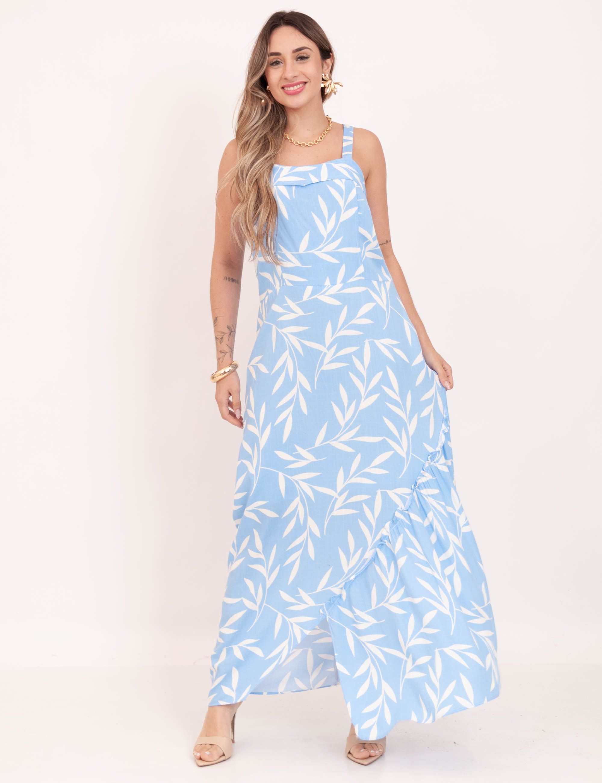 Vestido Marisa Folhas Azul