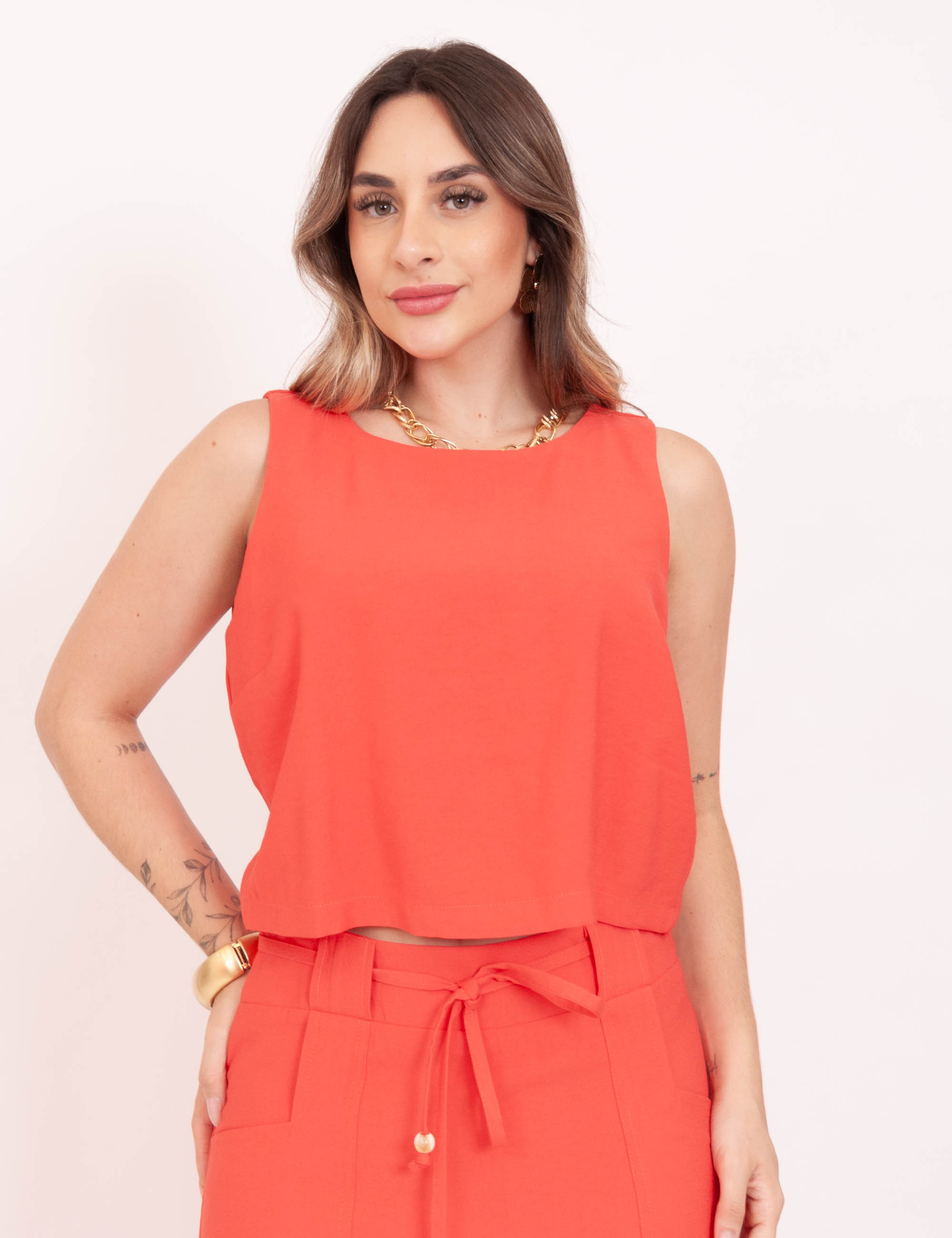 Cropped Nubia Amarração Laranja