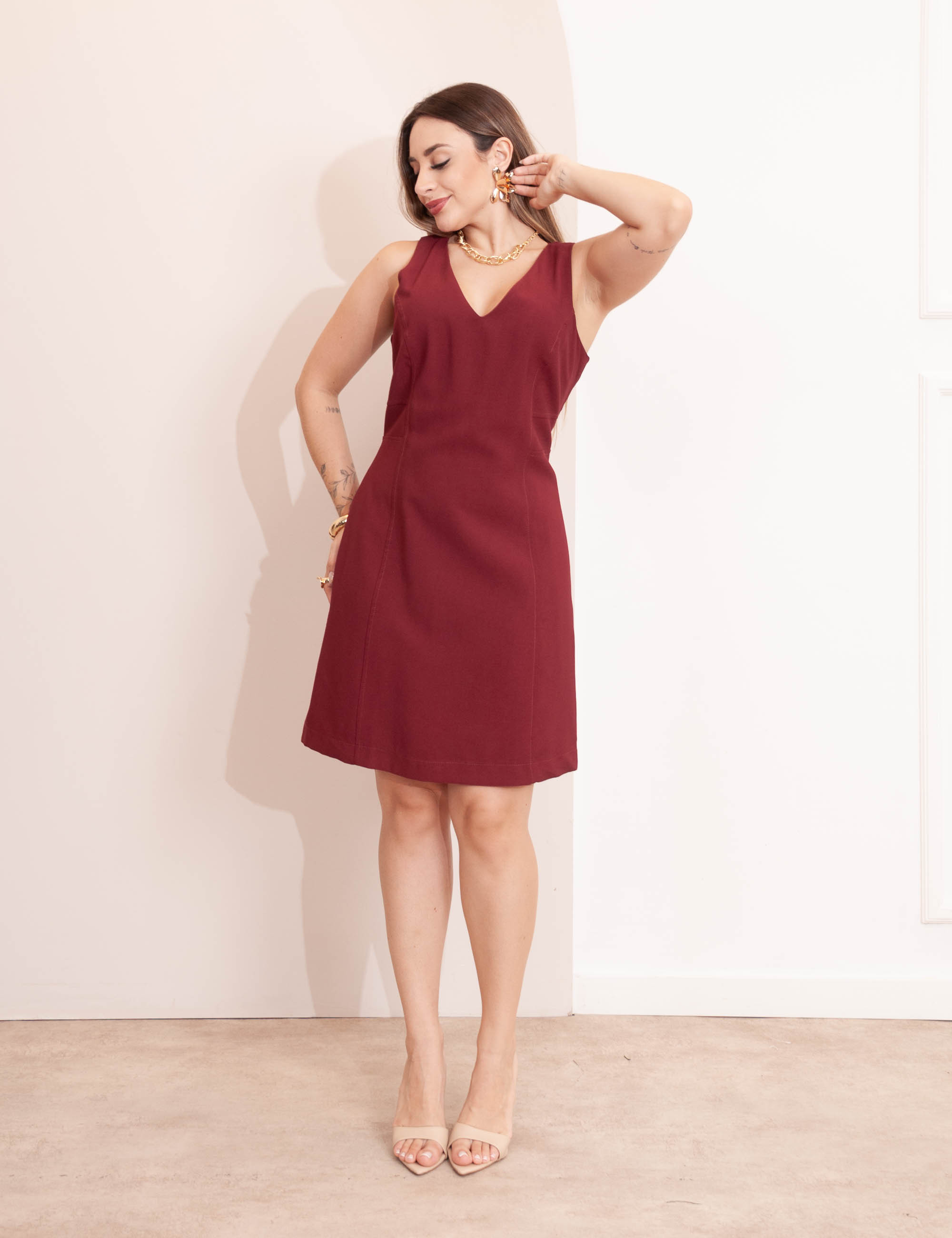 Vestido Helena Tubinho Vinho