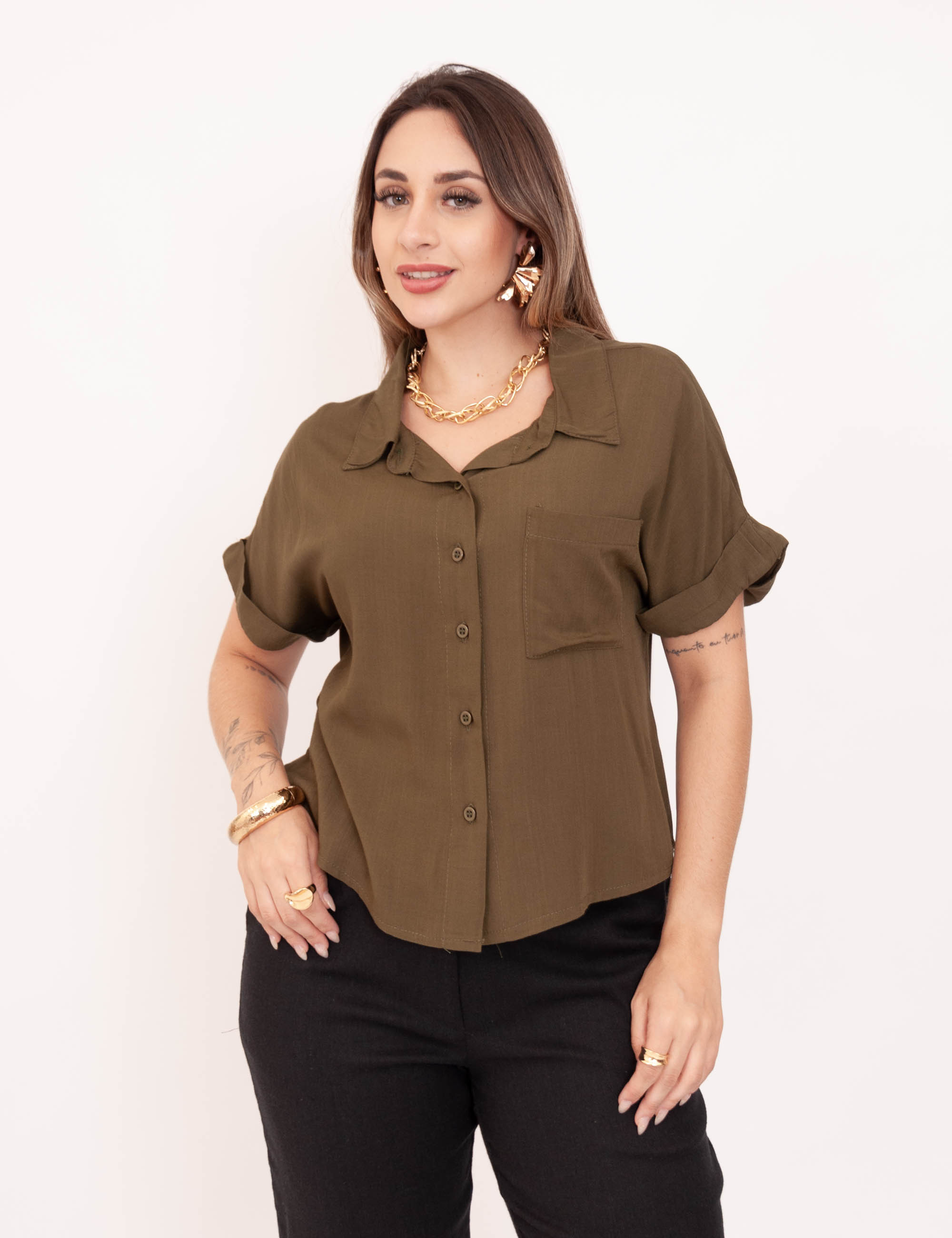 Camisa Cropped Duna Verde