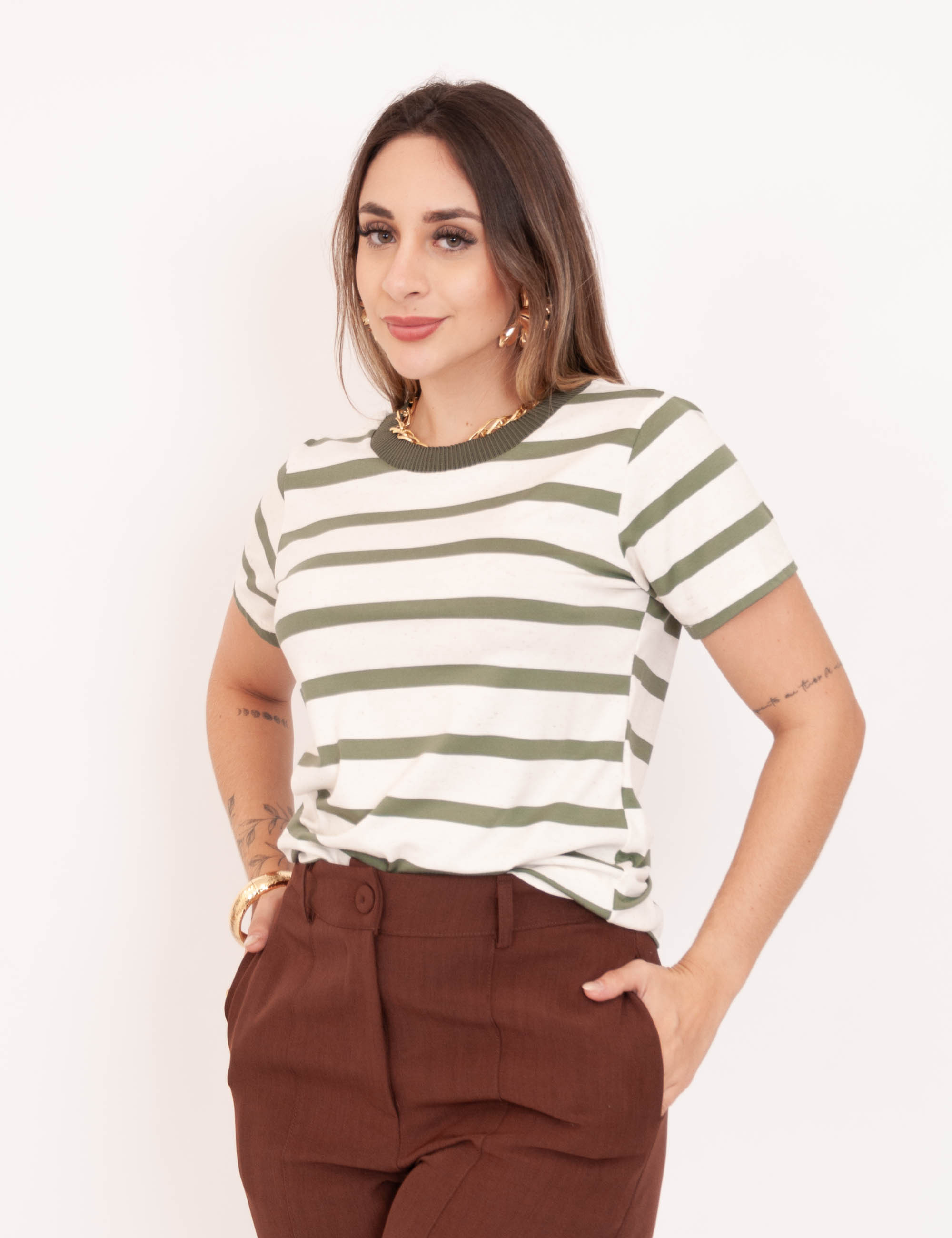 Blusa Listrada Verde
