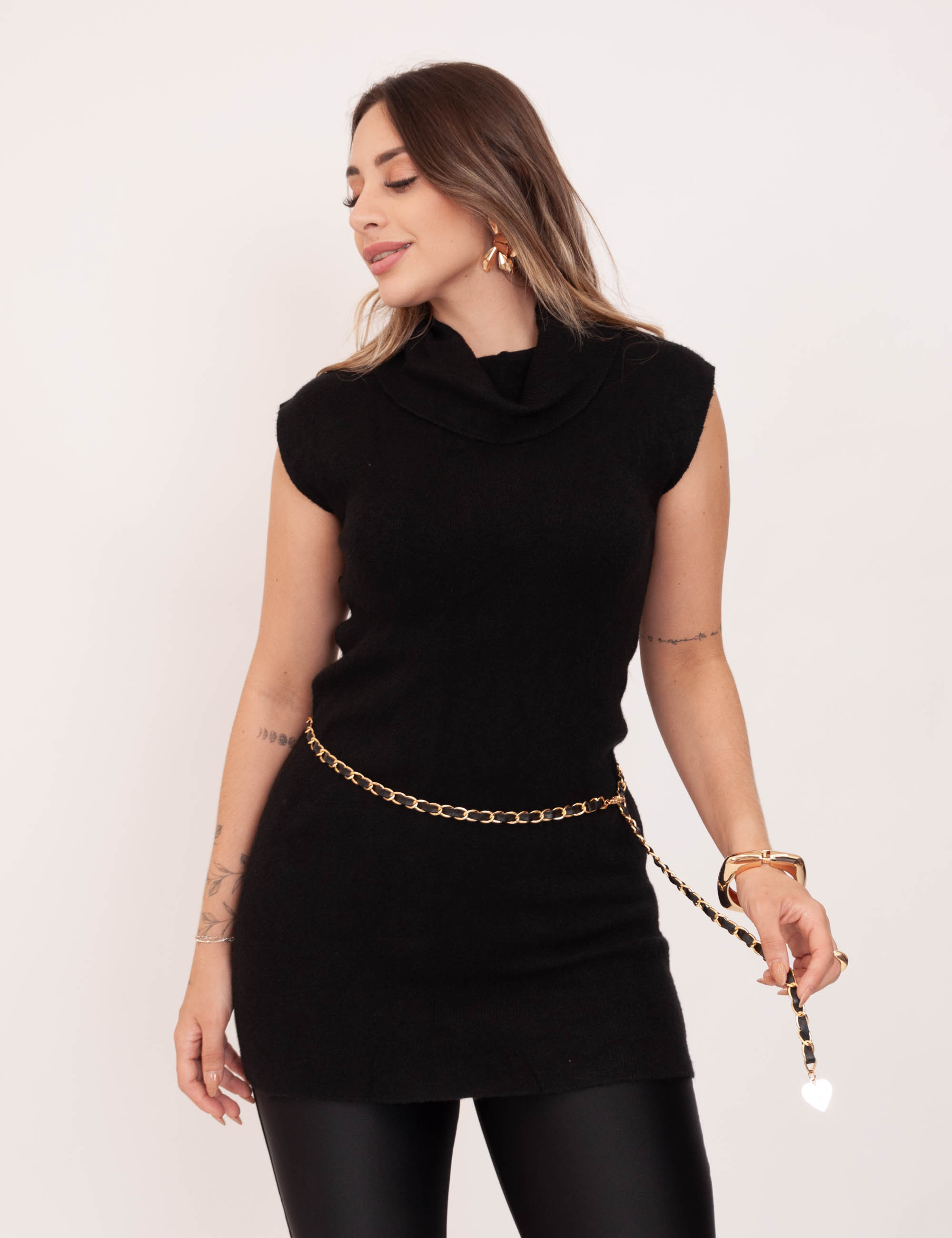 Mini Vest Tricot Preto