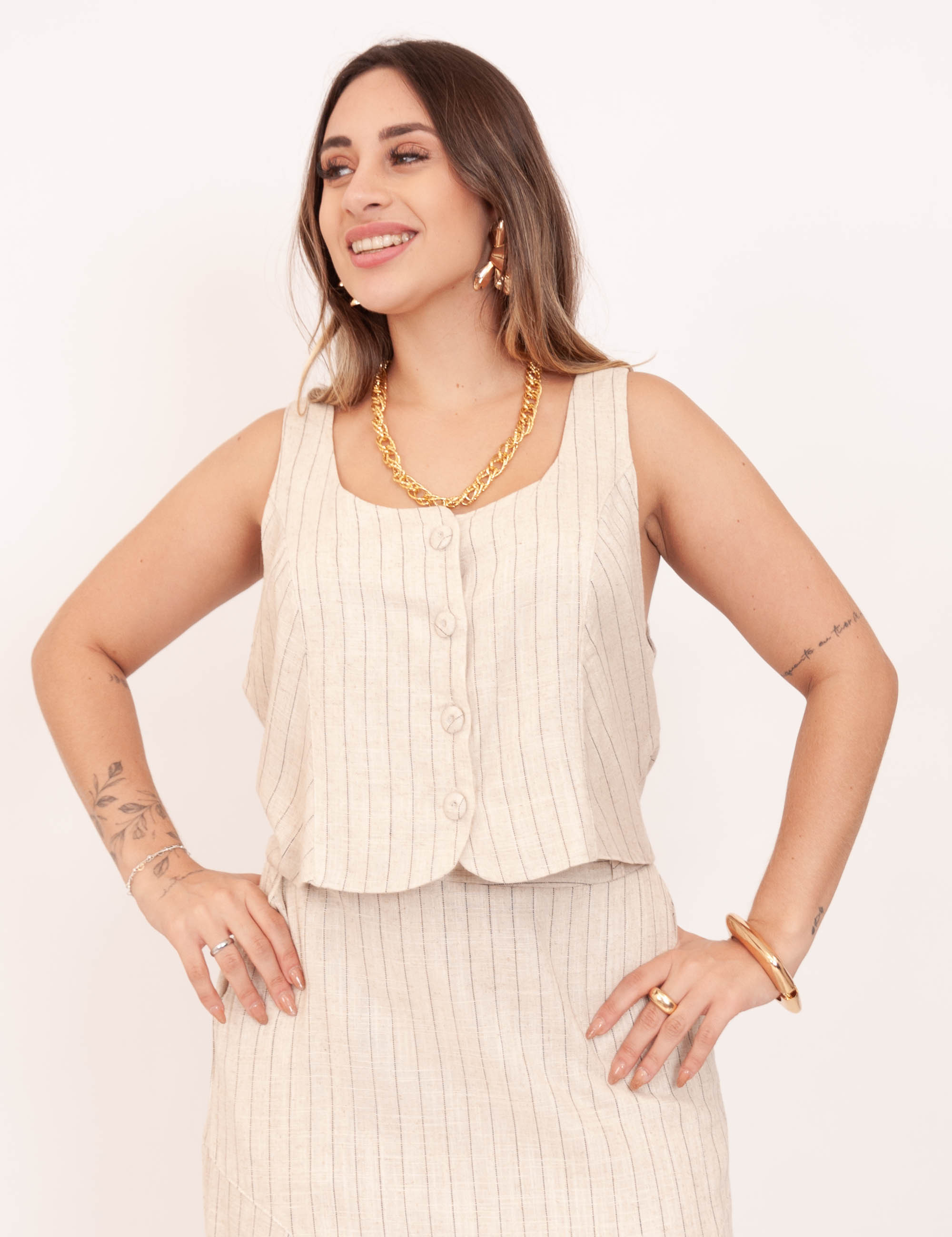 Colete Beatriz Viscolinho Cru