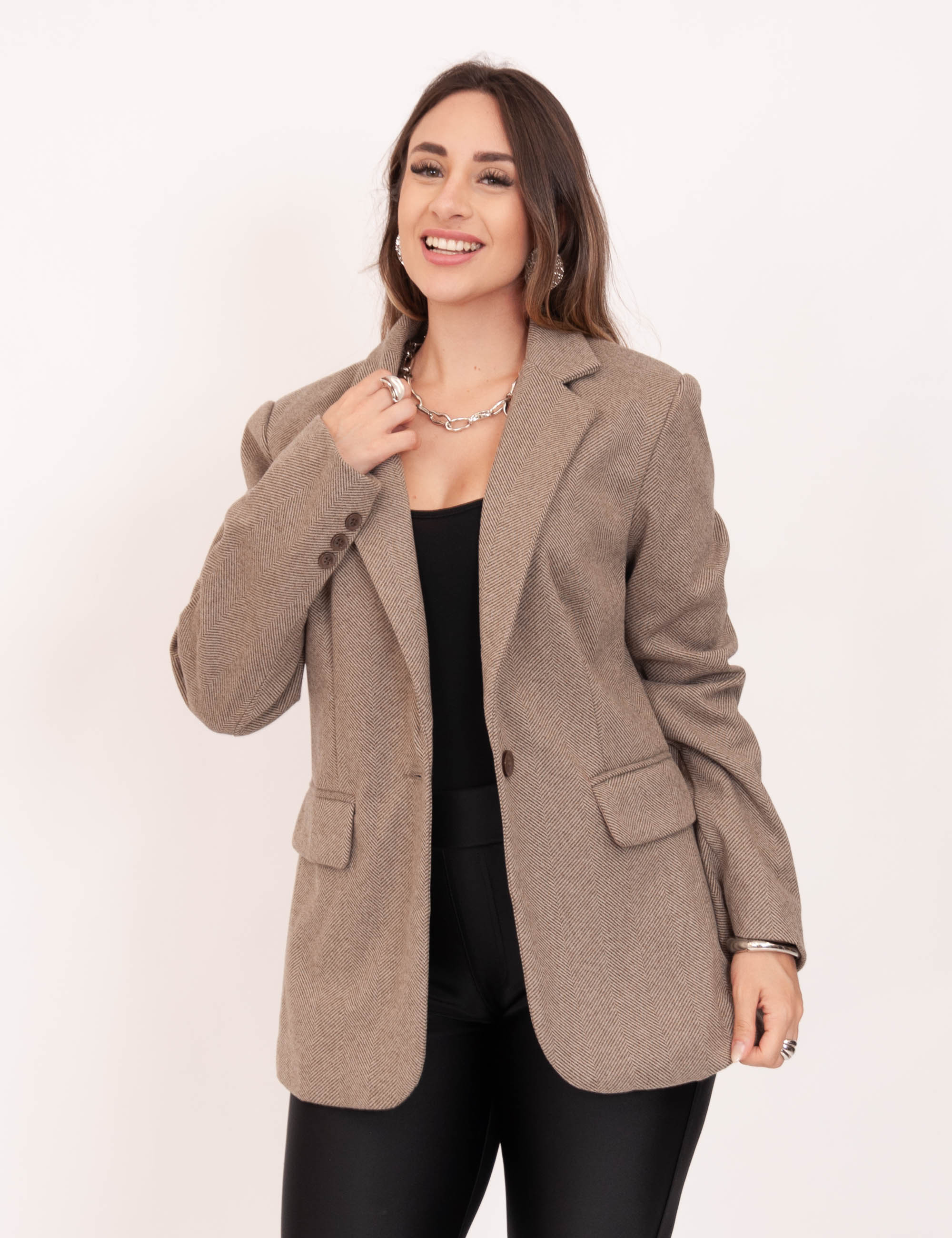 Blazer Lã Batida Bege