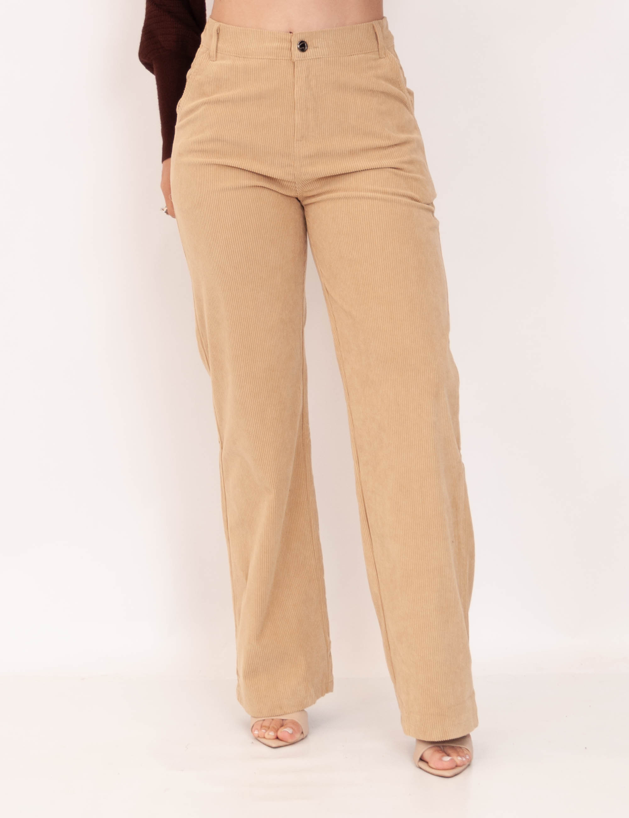 Calça Reta Cotelê Bege