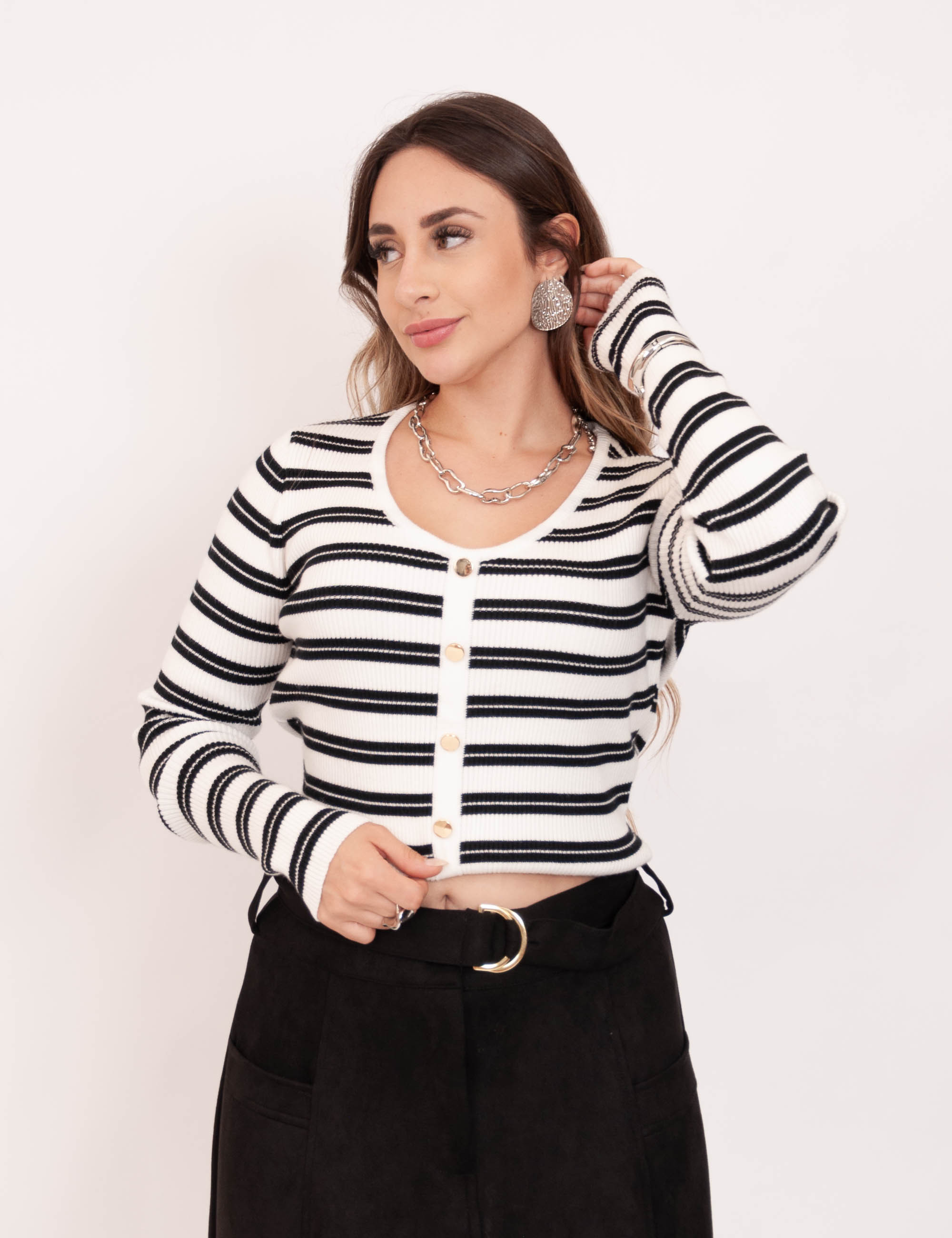 Blusa Tricot Listras Off