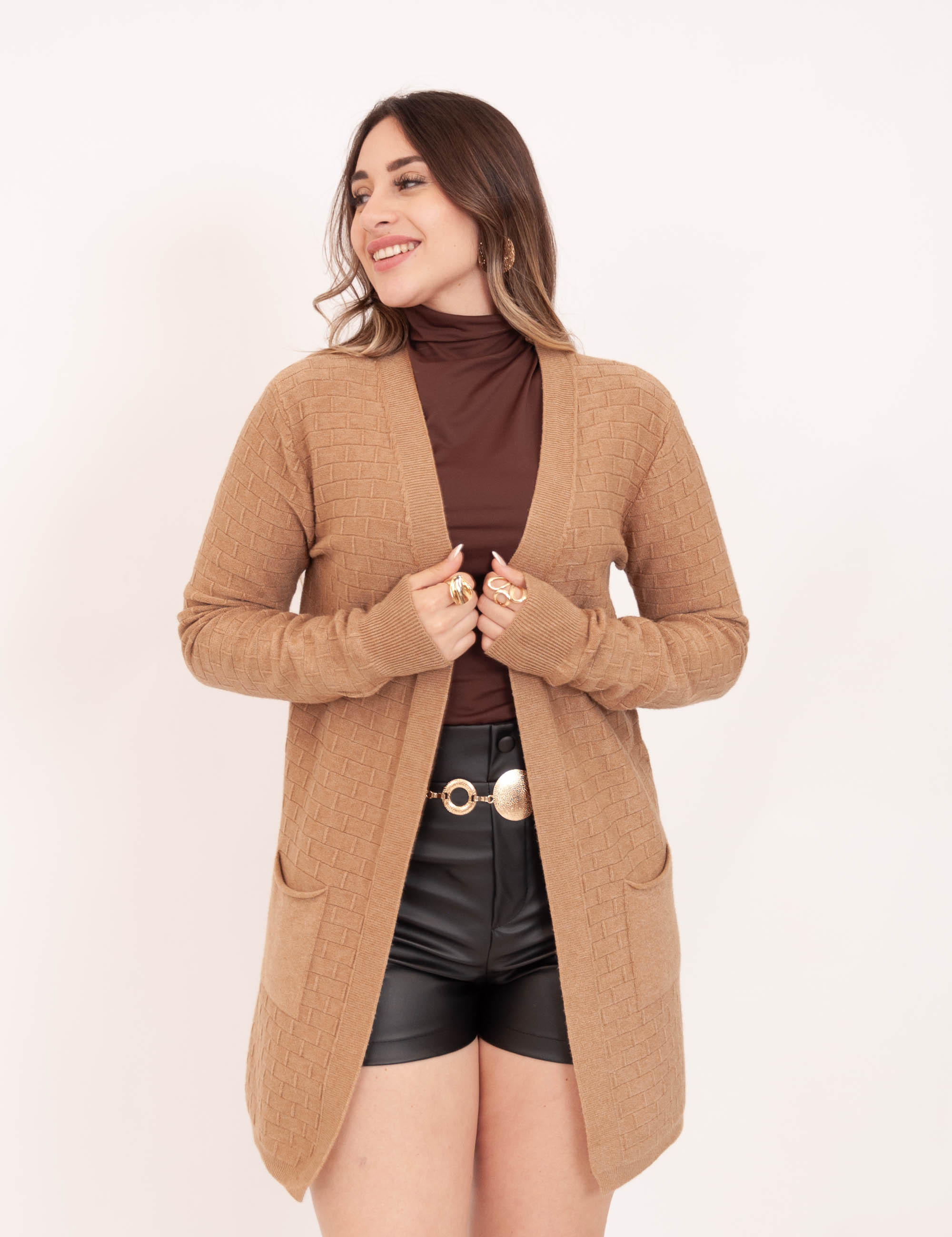 Cardigan Tricot Texturizado Castor