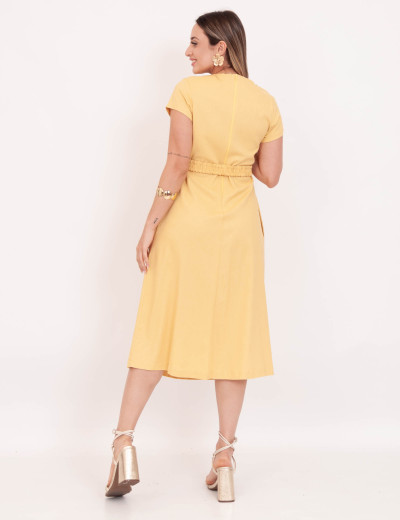 Vestido Carmen Linho Amarelo