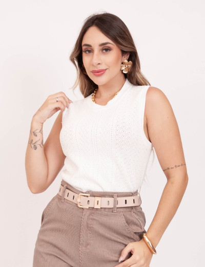 Blusa Tricot Rendada Off