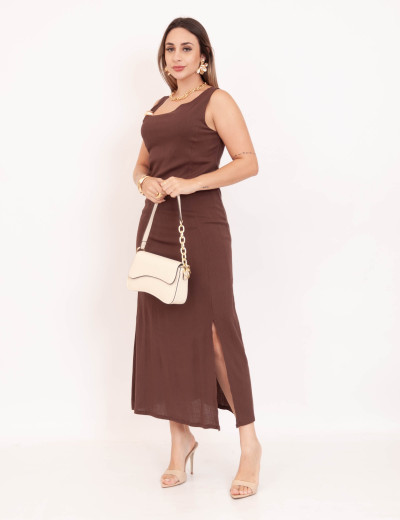 Vestido Ivy Longo Marrom