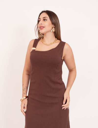 Vestido Ivy Longo Marrom
