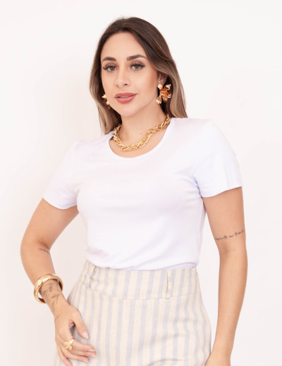 Blusa Gola Redonda Branco