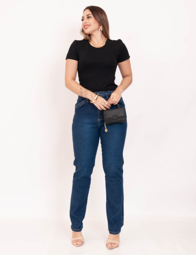 Calça Mom Jeans Escuro 