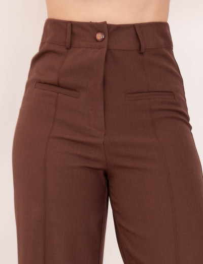 Calça Pantalona Lapela Marrom