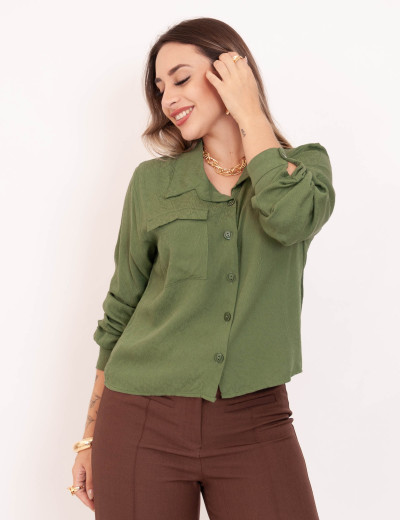Camisa Viscose Gola Verde