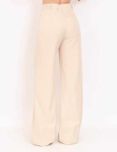 Calça Pantalona Lapela Bege