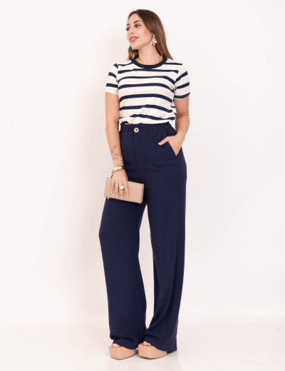 Blusa Listrada Marinho