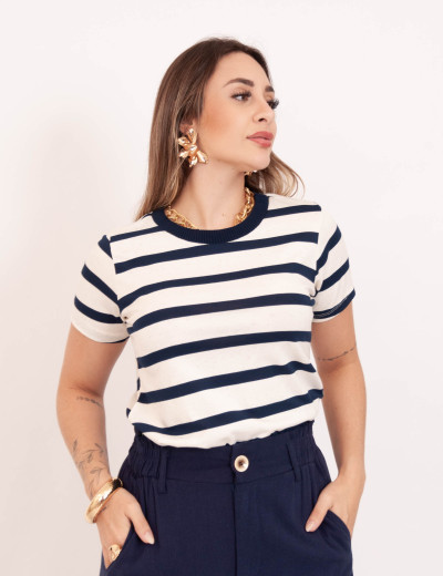 Blusa Listrada Marinho