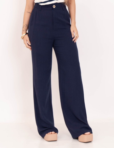 Calça Pantalona Viscolinho Marinho