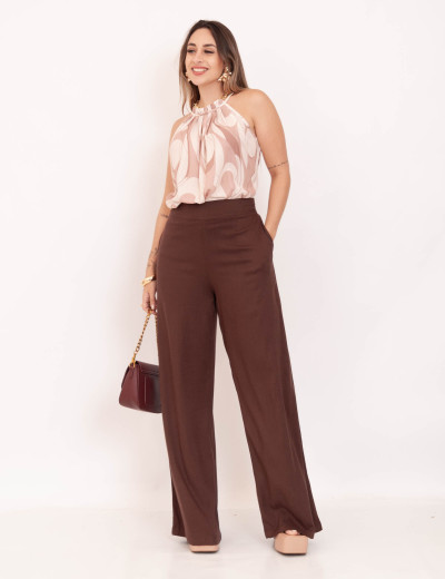 Pantalona Viscolinho Marrom
