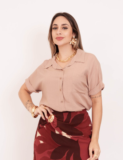 Camisa Cropped Visco Nude