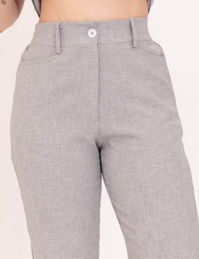 Calça Linho Bolso Cinza