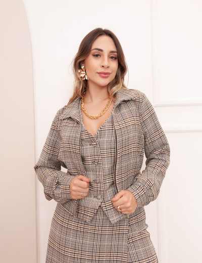 Jaqueta Gisele Xadrez Cinza