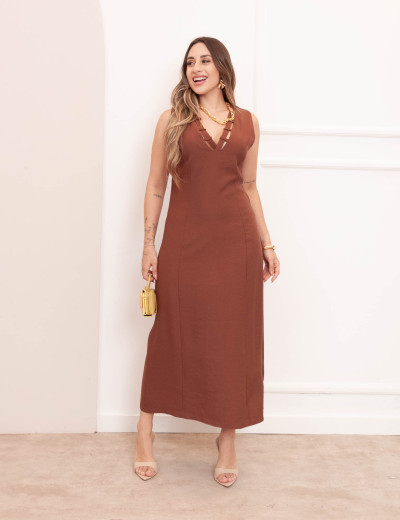 Vestido Longuete Carmela Marrom