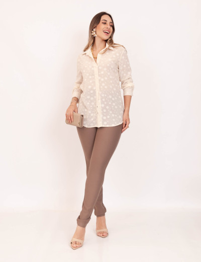Camisa Voal Texturizada Creme