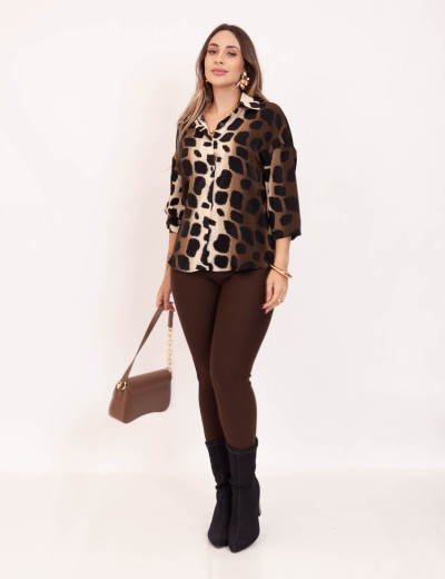 Camisa Animal Print Bege