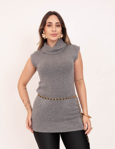 Mini Vest Tricot Cinza