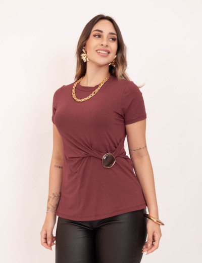 Blusa Viscolycra Fivela Vinho