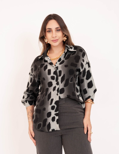 Camisa Animal Print Cinza