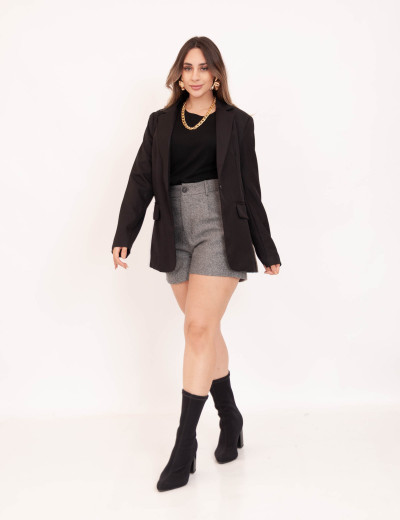 Short Amara Lã Batida Cinza