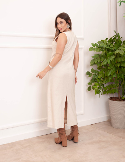 Vestido Paola Longuete Cru