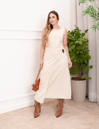 Vestido Paola Longuete Cru