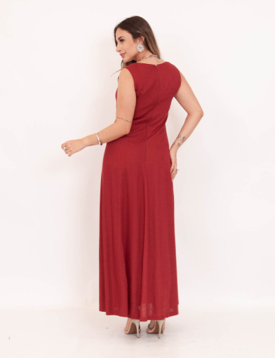 Vestido Emma Linho Vinho