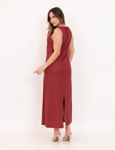 Vestido Paola Longuete Vinho