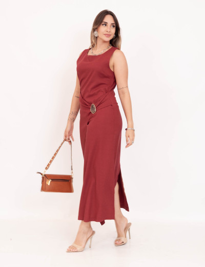 Vestido Paola Longuete Vinho
