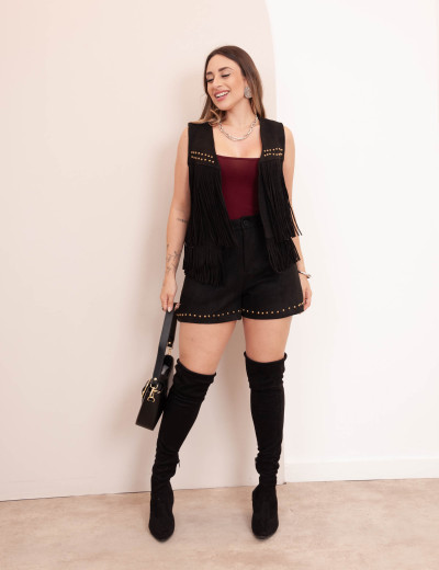 Short Suede Preto