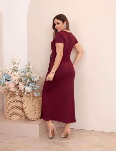 Vestido Longuete Viscolycra Vinho