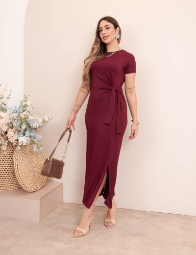 Vestido Longuete Viscolycra Vinho