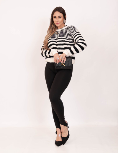 Tricot Mousse Listrado Preto