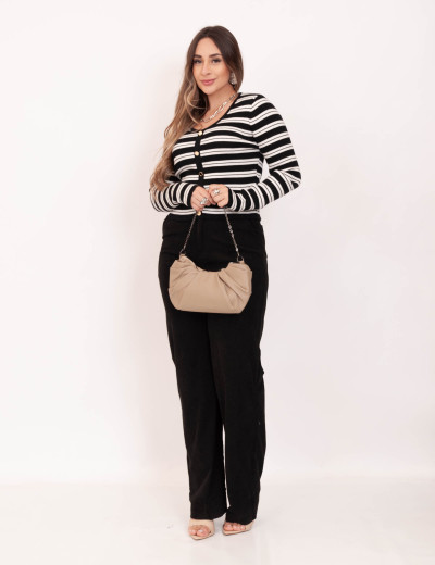 Blusa Tricot Listras Preto