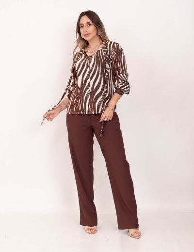Camisa Abstrato Amarração Marrom