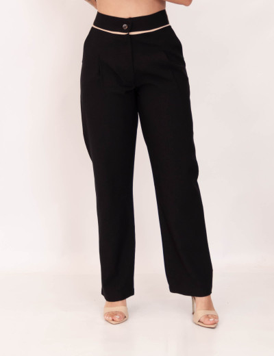 Calça Reta Viés Preto