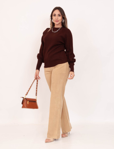Tricot Lorena Texturizado Marrom