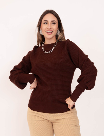 Tricot Lorena Texturizado Marrom