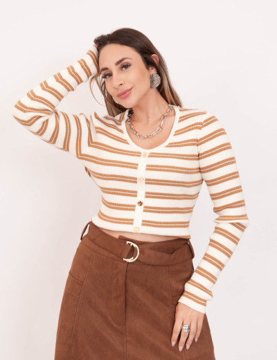 Blusa Tricot Listras Castor