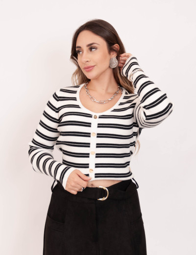 Blusa Tricot Listras Off